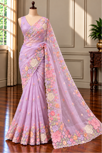 BLUSH AND BLOOM - Lilac purple` comes with blouse piece