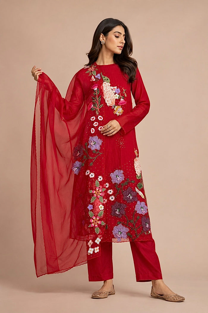 Red Garden-3 Piece Suit Set