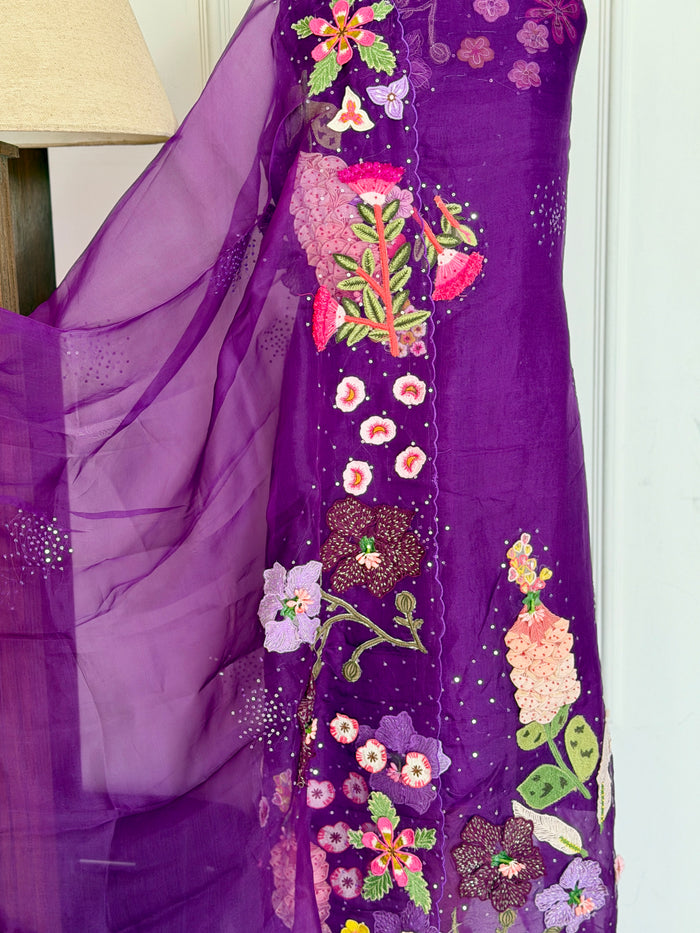 Purple Floral-3 Piece Suit Set