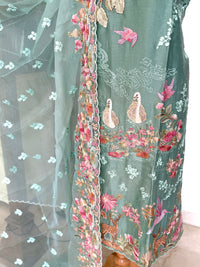 Green Chanderi-3 Piece Suit Set