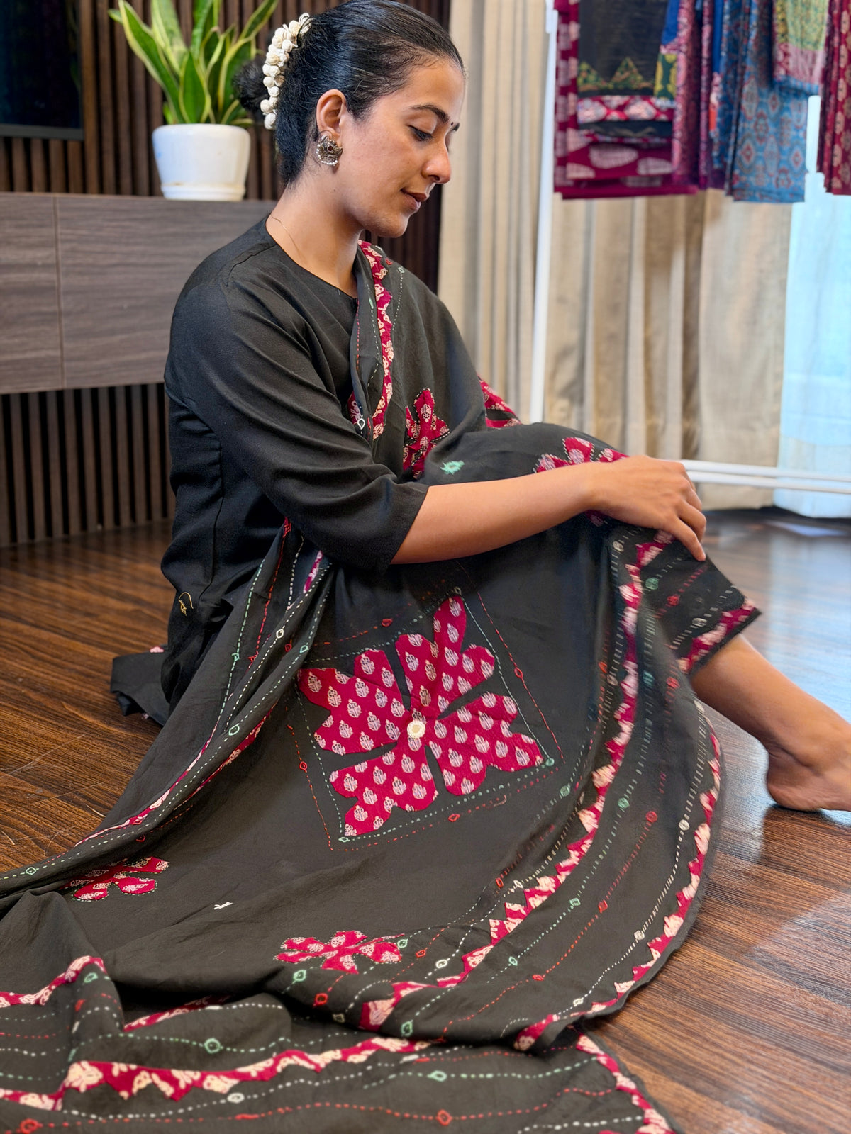 Blackish Grey-Patchwork Dupatta