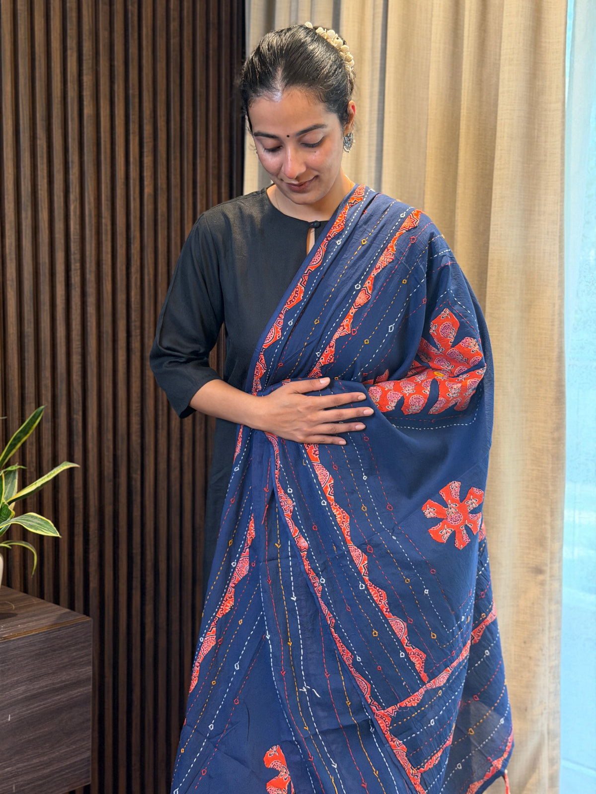 Bluish-Patchwork Dupatta