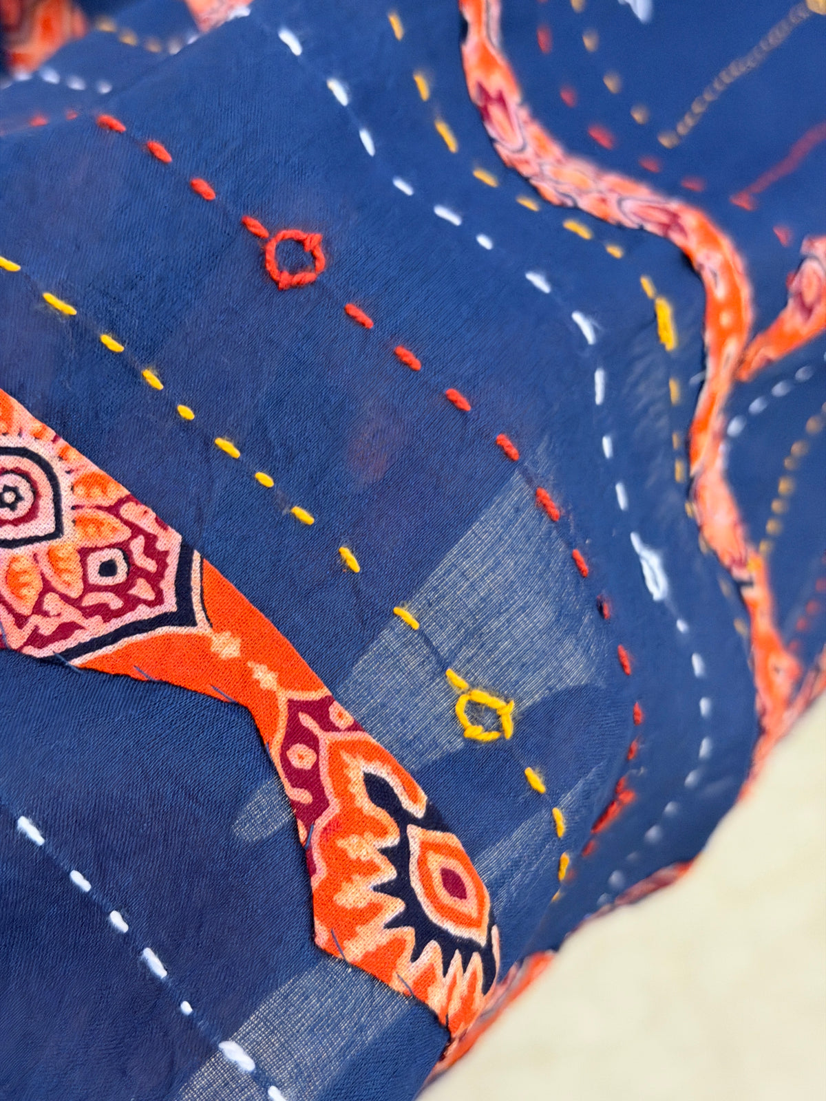 Bluish-Patchwork Dupatta