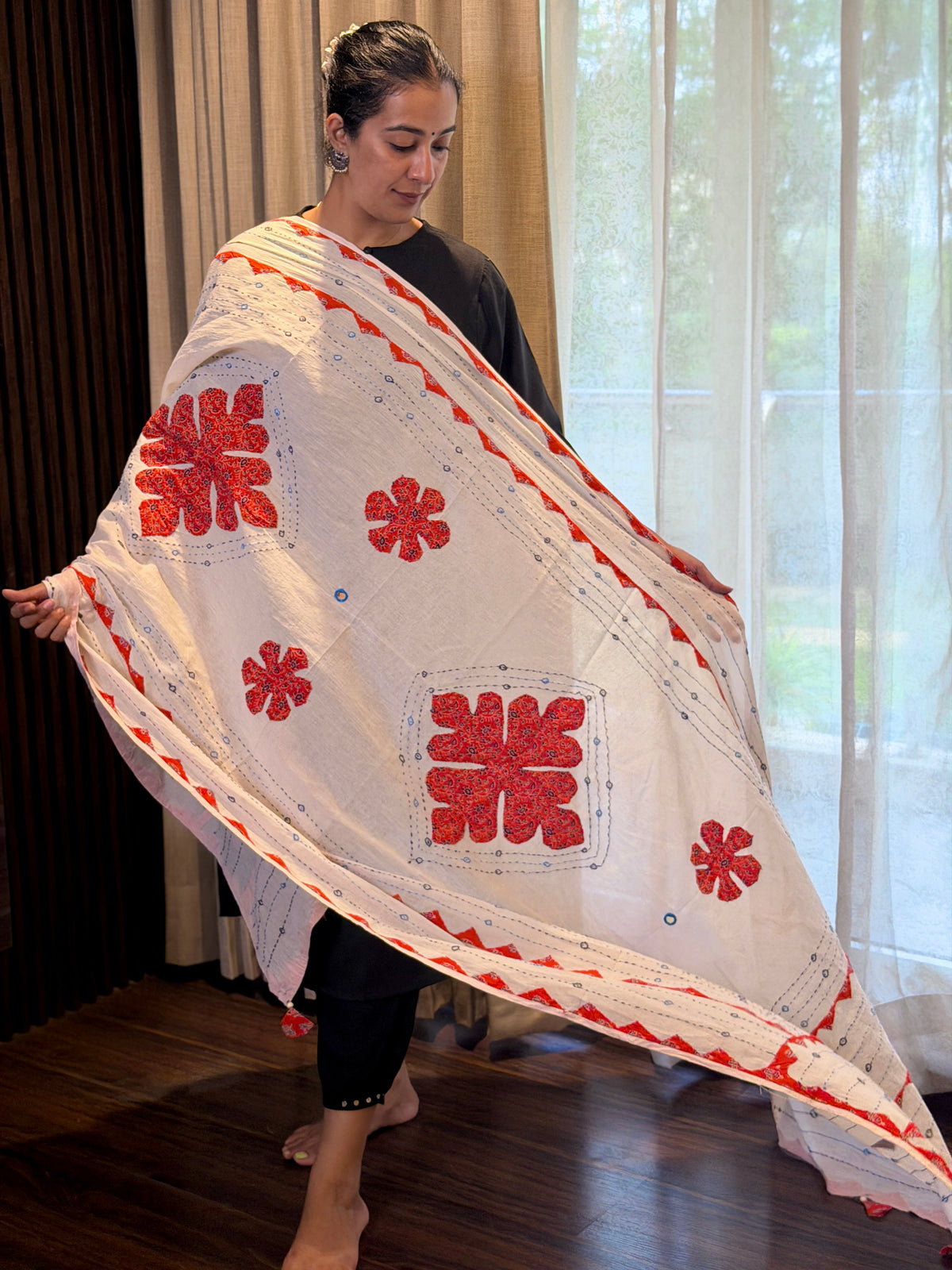Whitish Orange- Patchwork Dupatta