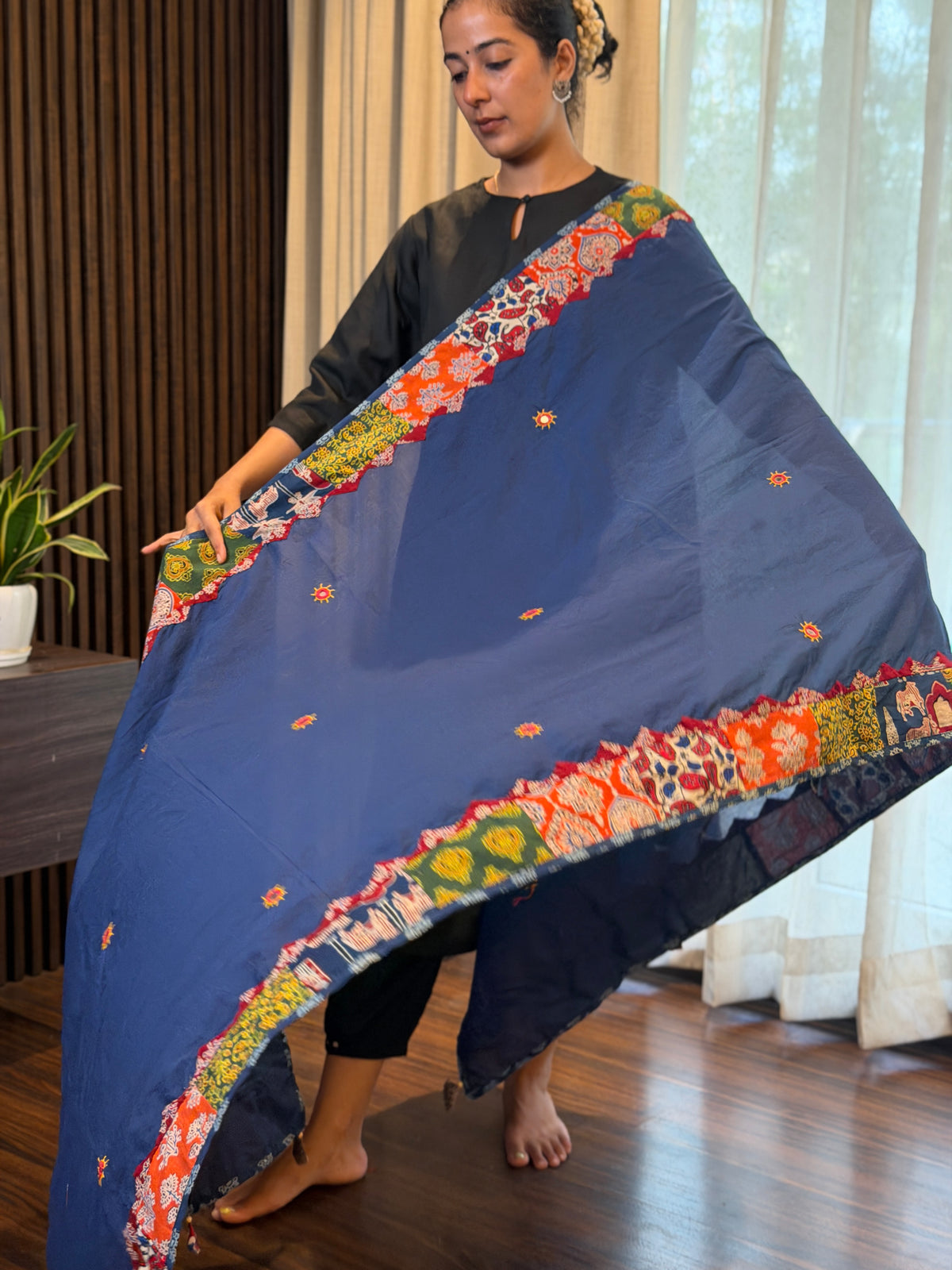 Blue-Patchwork Dupatta