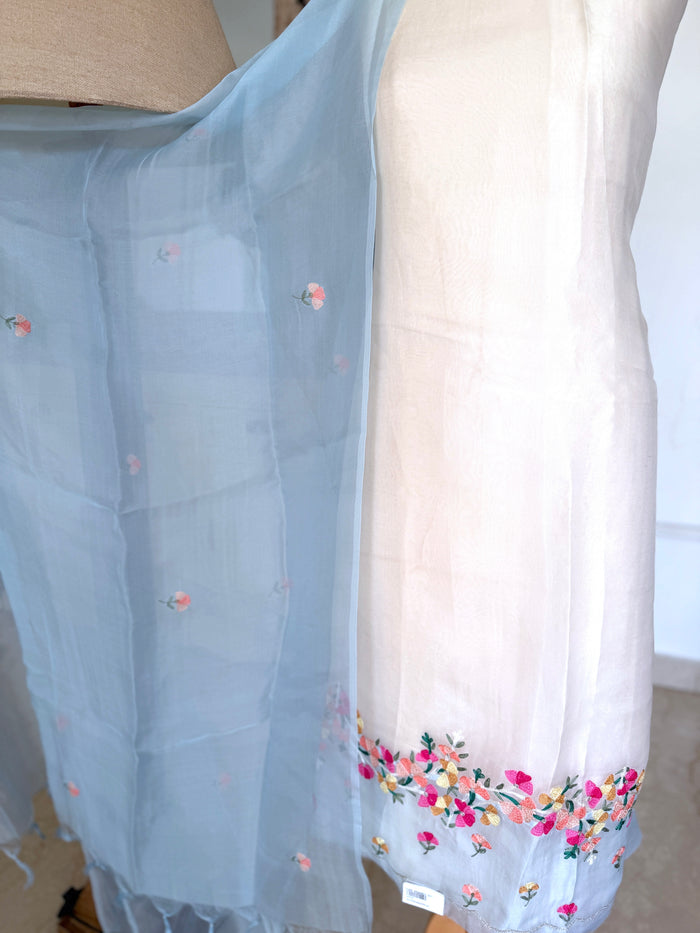White Blue Ombre- 3 Piece Suit Set