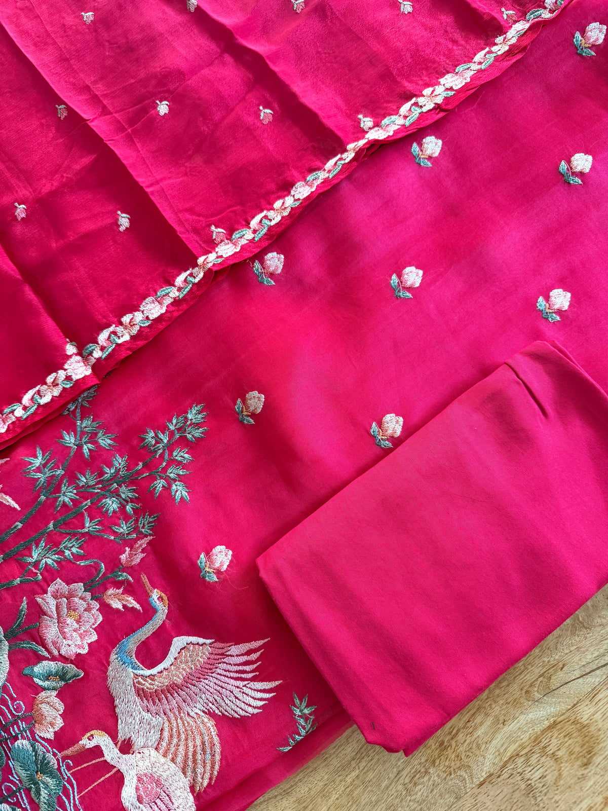 Cherry Red Crane- 3 Piece Suit Set