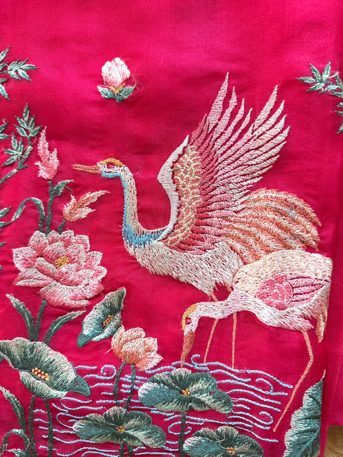 Cherry Red Crane- 3 Piece Suit Set