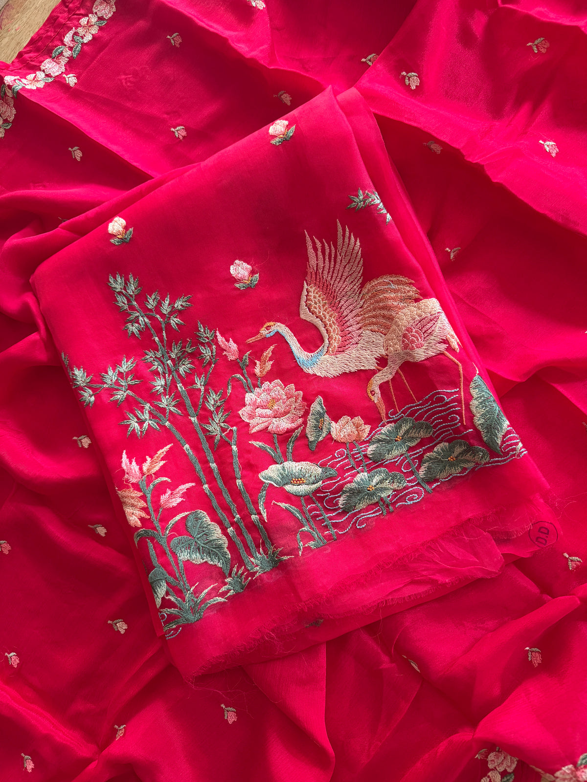 Cherry Red Crane- 3 Piece Suit Set