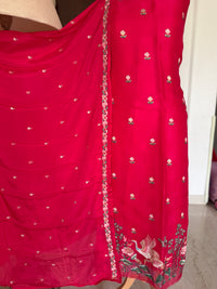 Cherry Red Crane- 3 Piece Suit Set