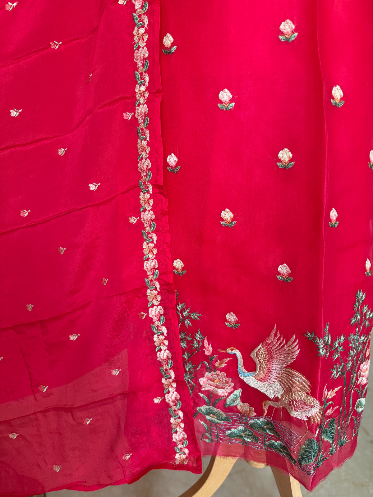 Cherry Red Crane- 3 Piece Suit Set