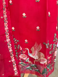 Cherry Red Crane- 3 Piece Suit Set