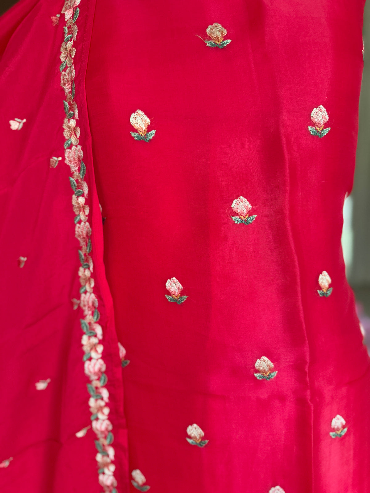 Cherry Red Crane- 3 Piece Suit Set