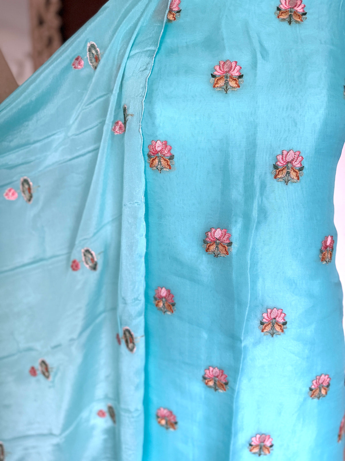 Bright Azure Lotus Garden- 3 Piece Suit Set