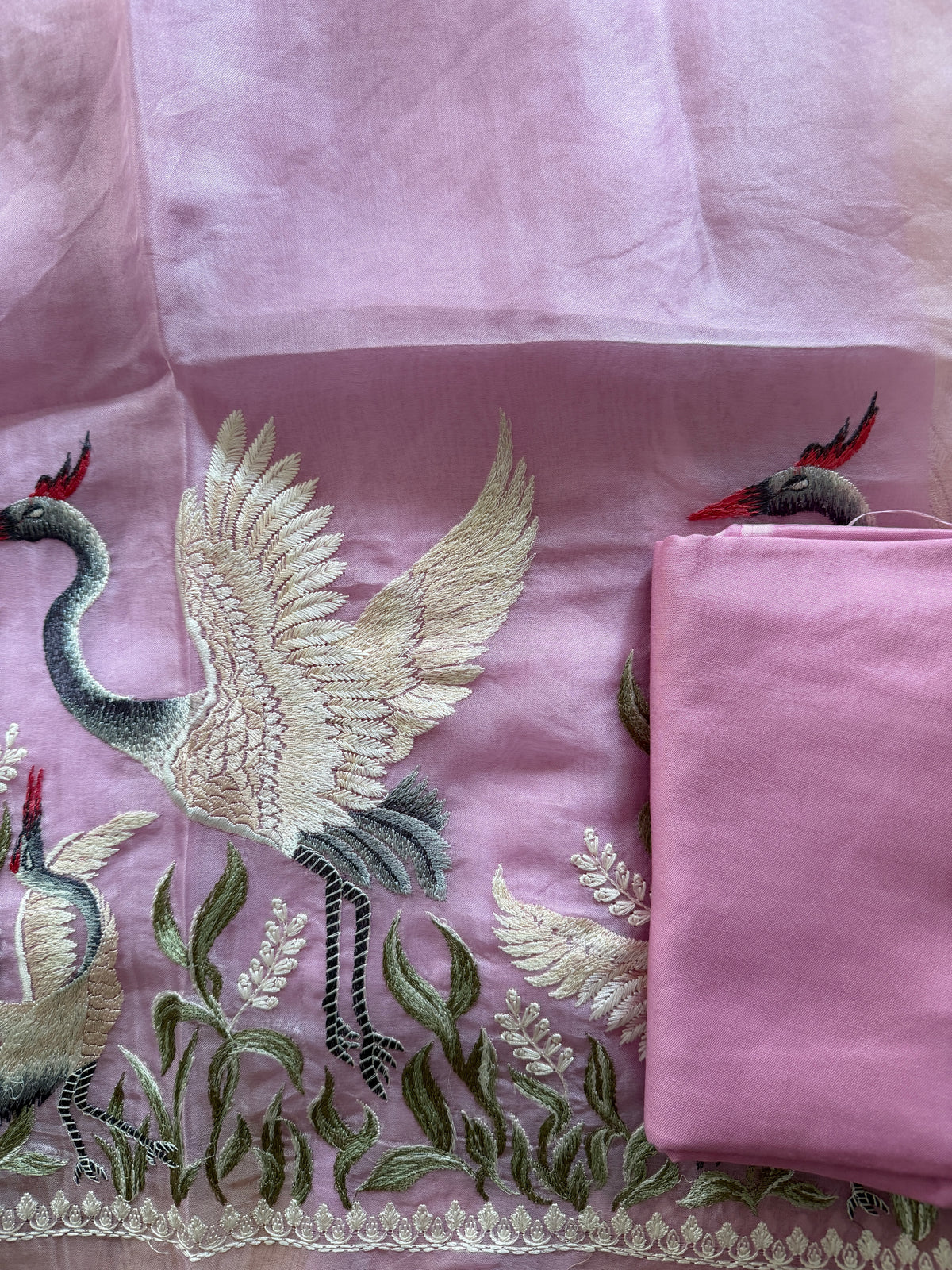 Pink Blush Crane- 3 Piece Suit Set