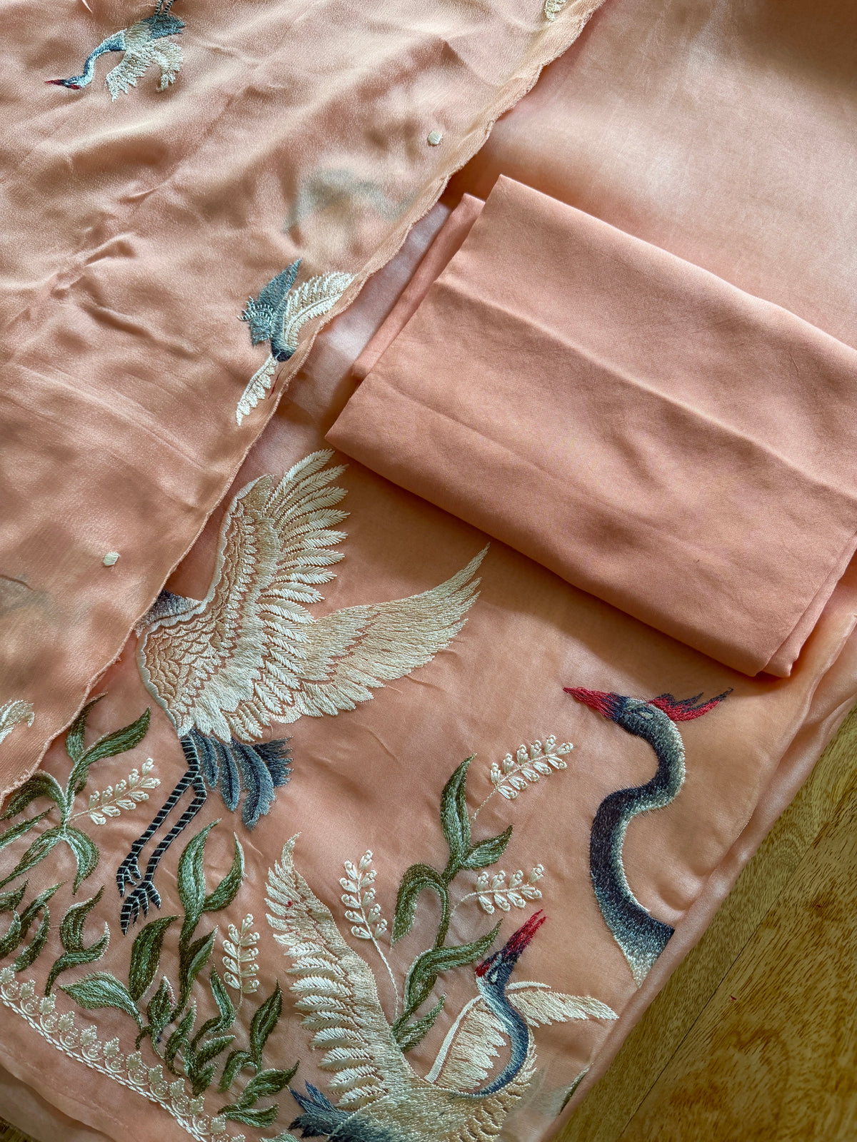 Orange Blush Crane- 3 Piece Suit Set