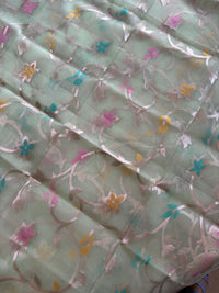 SHOBUJ MON- Pista green muslin jamdani comes with blouse piece
