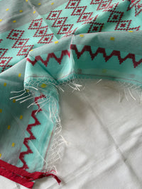 NEEL KAVYA- Blue muslin jamdani handwork comes with blouse piece