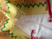 HOLUD PAAR- Light yellow muslin jamdani handwork comes with blouse piece