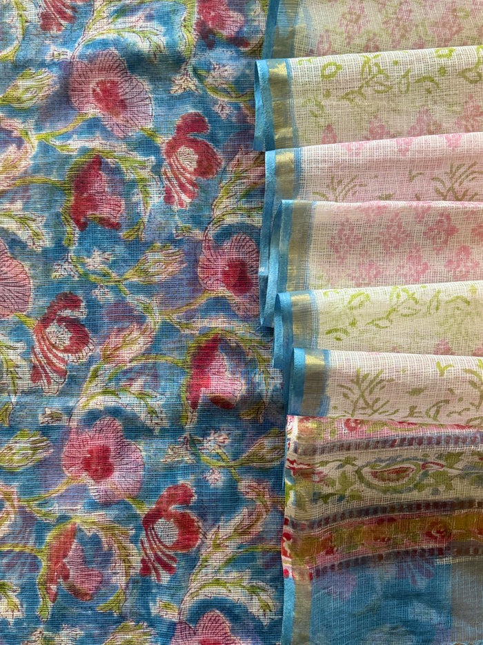 Blue Red Kota- 3 Piece Suit Set