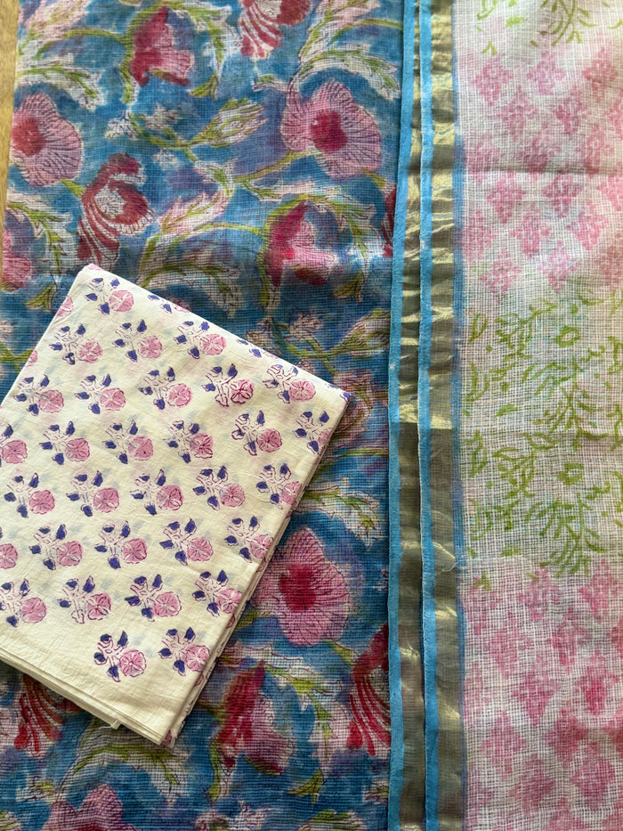 Blue Red Kota- 3 Piece Suit Set