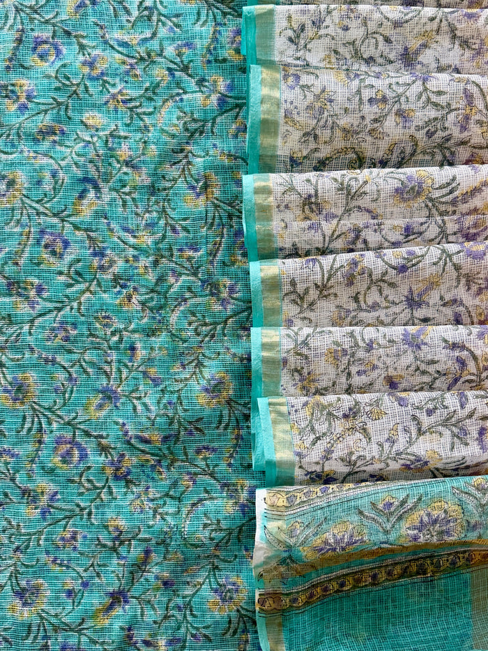 Green Floral Kota- 3 Piece Suit Set