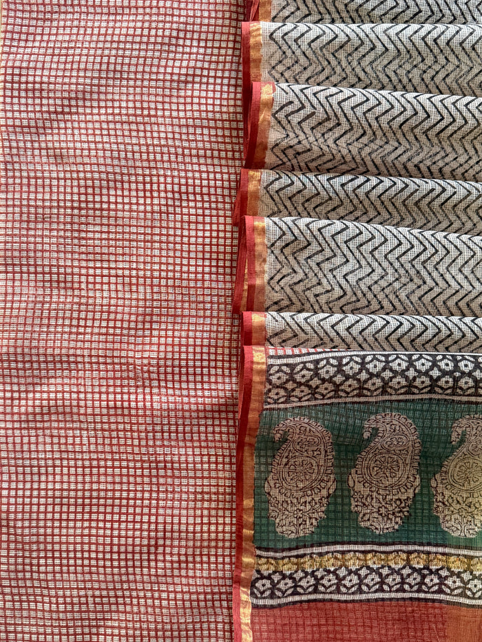 Jaal Red Black Kota- 3 Piece Suit Set