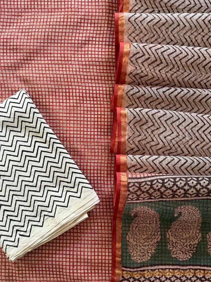 Jaal Red Black Kota- 3 Piece Suit Set