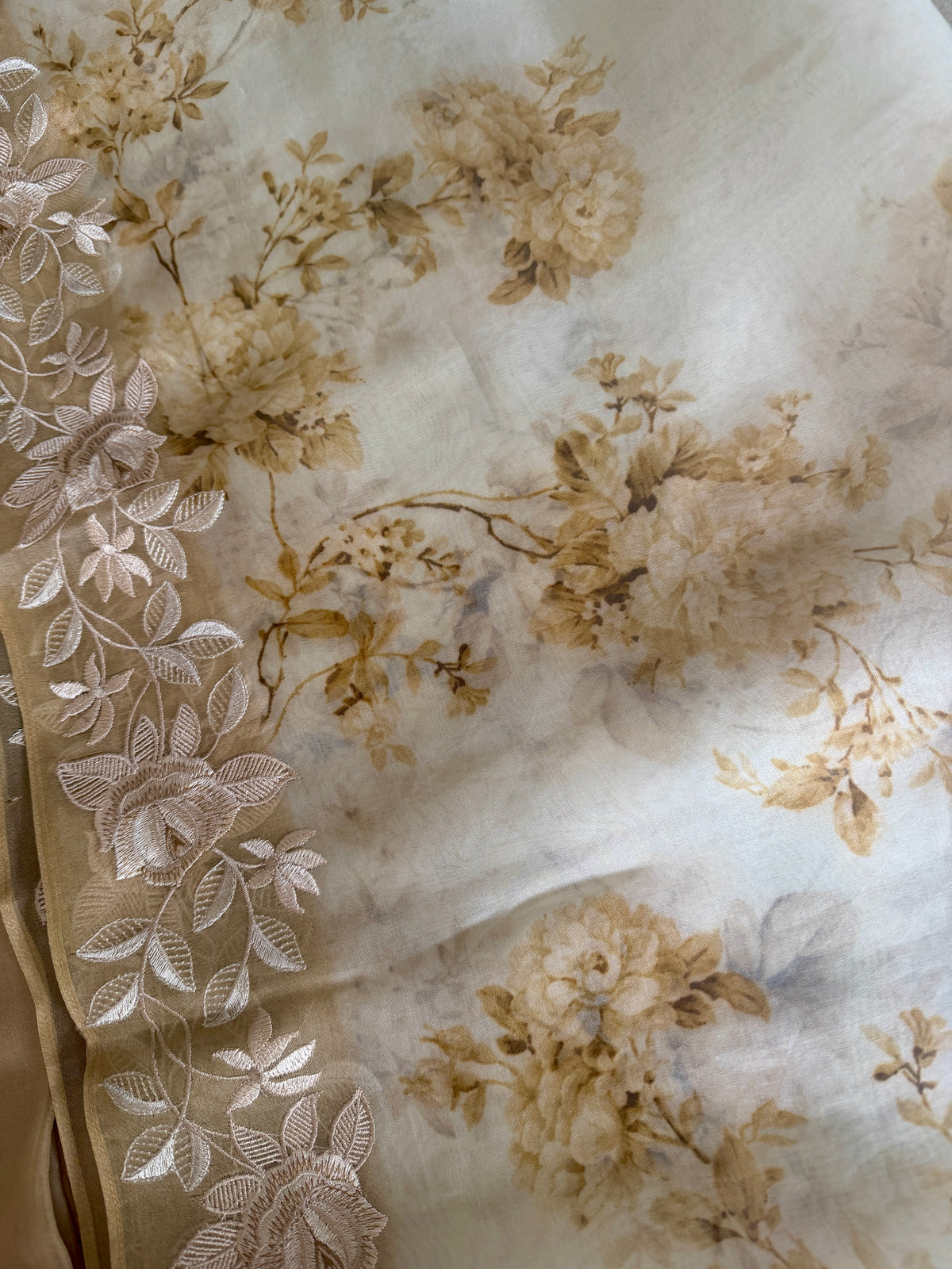 Soft Beige Floral- 3 Piece Suit Set