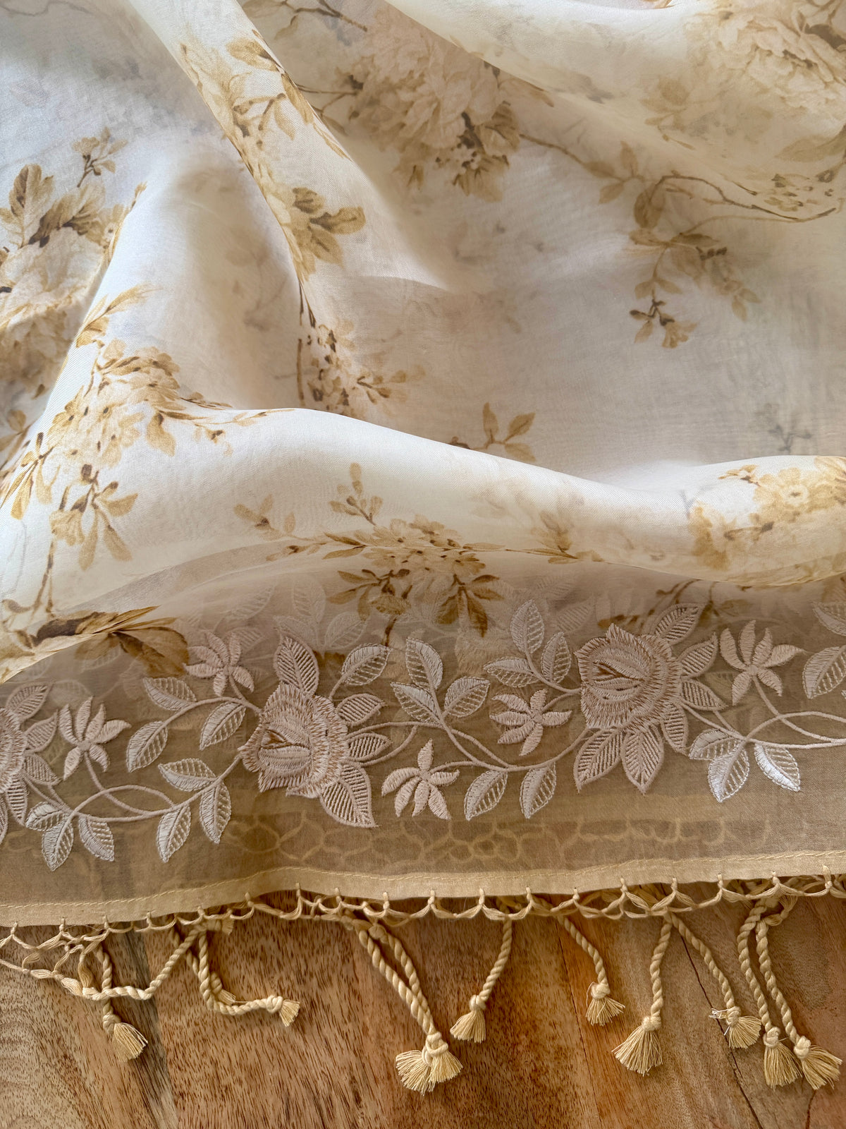 Soft Beige Floral- 3 Piece Suit Set