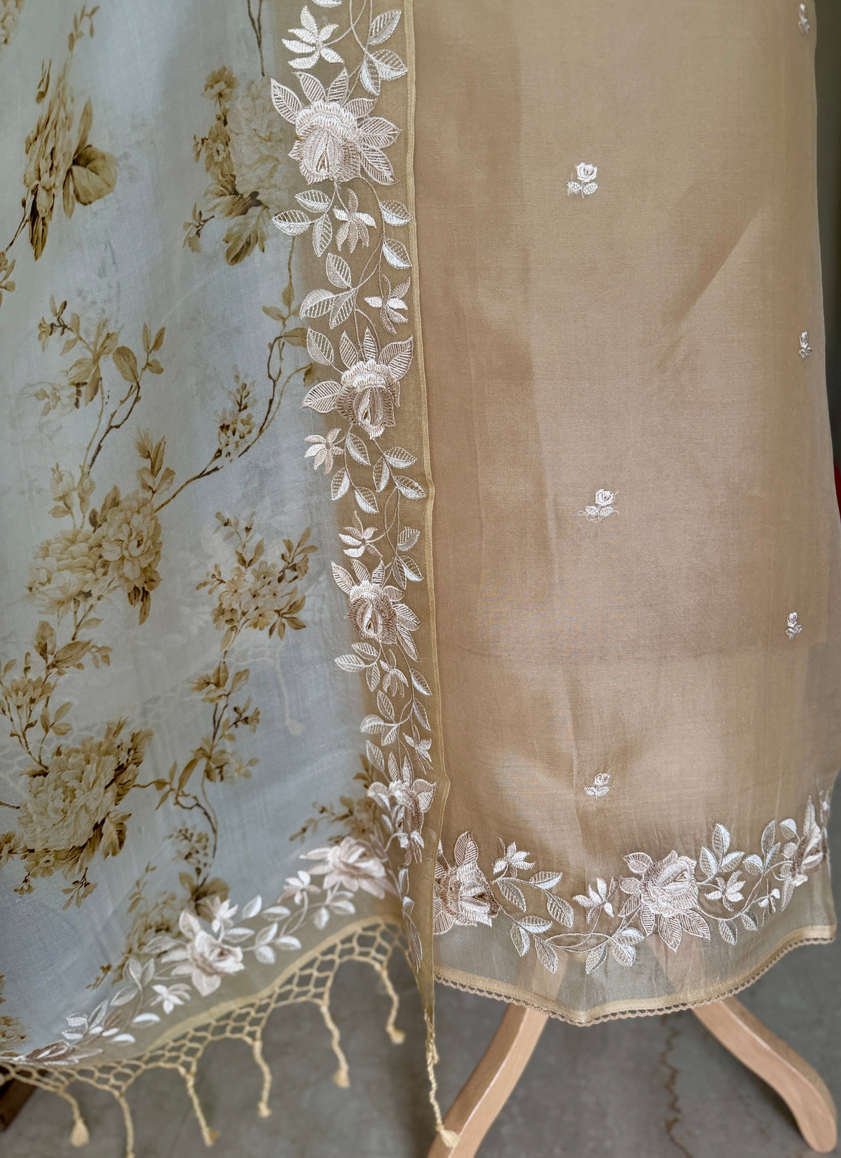 Soft Beige Floral- 3 Piece Suit Set