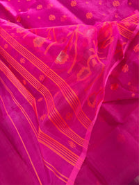 GULABI AABHA - Rani pink muslin jamdani hand weaving comes with blouse piece