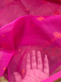 GULABI AABHA - Rani pink muslin jamdani hand weaving comes with blouse piece