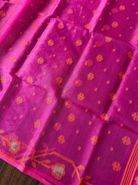 GULABI AABHA - Rani pink muslin jamdani hand weaving comes with blouse piece