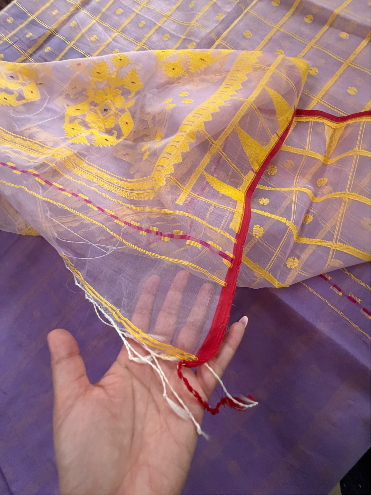 KOLKE PHOOL - Light purple muslin jamdani comes with blouse piece