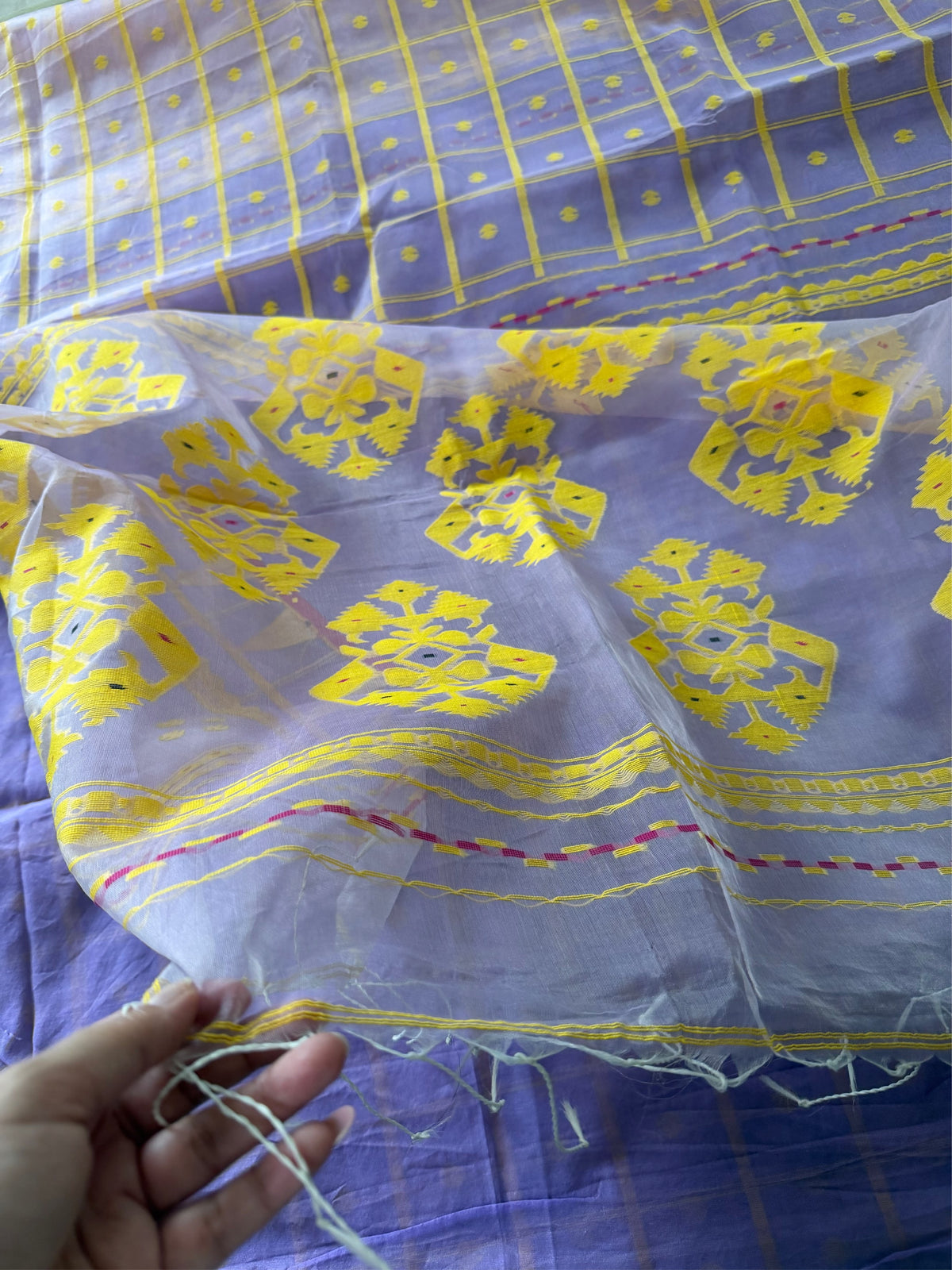 KOLKE PHOOL - Light purple muslin jamdani comes with blouse piece
