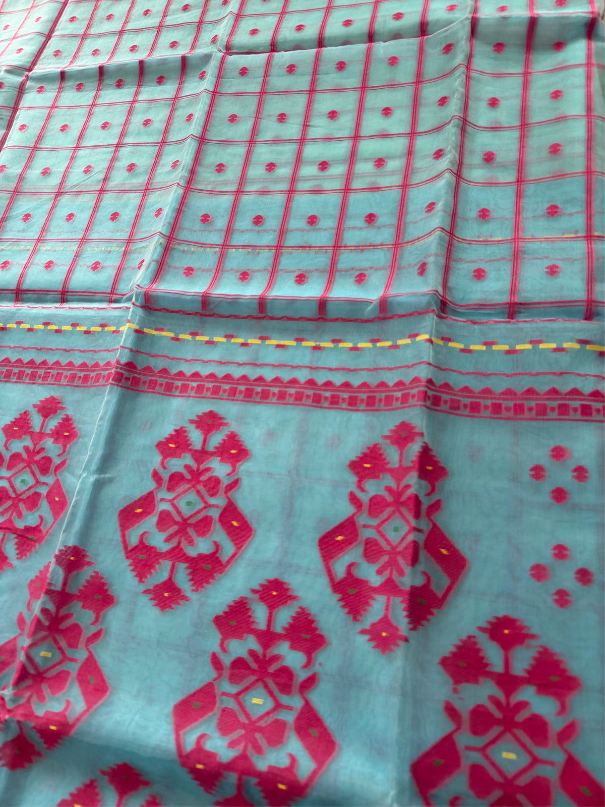 NEEL DIGANTE - Light blue muslin jamdani comes with blouse piece