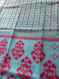 NEEL DIGANTE - Light blue muslin jamdani comes with blouse piece