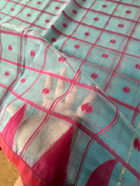 NEEL DIGANTE - Light blue muslin jamdani comes with blouse piece