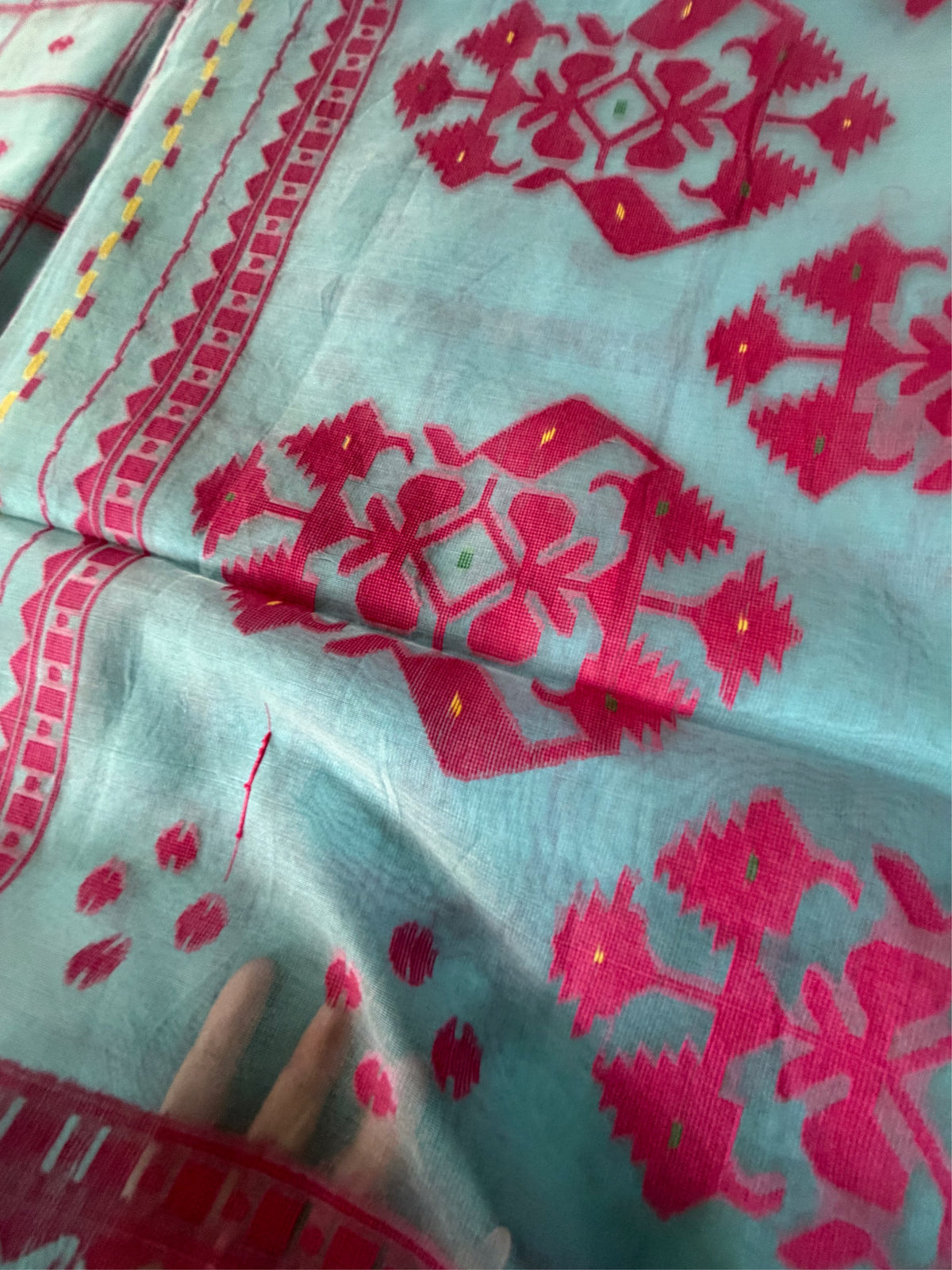 NEEL DIGANTE - Light blue muslin jamdani comes with blouse piece