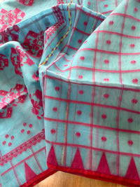 NEEL DIGANTE - Light blue muslin jamdani comes with blouse piece