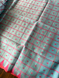 NEEL DIGANTE - Light blue muslin jamdani comes with blouse piece