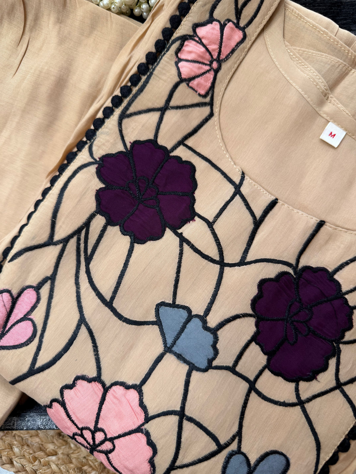 Beige Bloom-3 Piece Suit Set