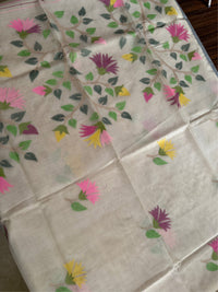 SADA PHOOL - Cream muslin jamdani hand weaving comes with blouse piece