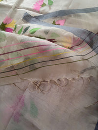 SADA PHOOL - Cream muslin jamdani hand weaving comes with blouse piece