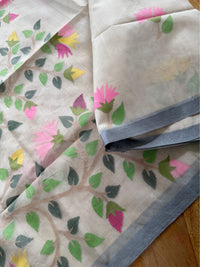 SADA PHOOL - Cream muslin jamdani hand weaving comes with blouse piece
