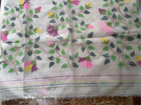 SADA PHOOL - Cream muslin jamdani hand weaving comes with blouse piece