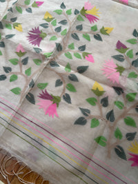 SADA PHOOL - Cream muslin jamdani hand weaving comes with blouse piece