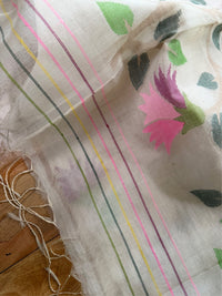 SADA PHOOL - Cream muslin jamdani hand weaving comes with blouse piece