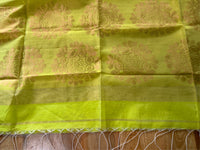 SHOBUJ SWAPNO - Parrot green cotton silk saree with zari work comes with blouse piece.